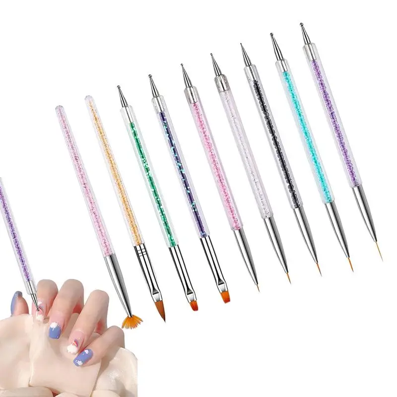 Nail Design Brush Set Double Ended Nail Brushes Liner Brush Ultra Thin Lines Drawing Pen French Stripe Brush Nails Accessories