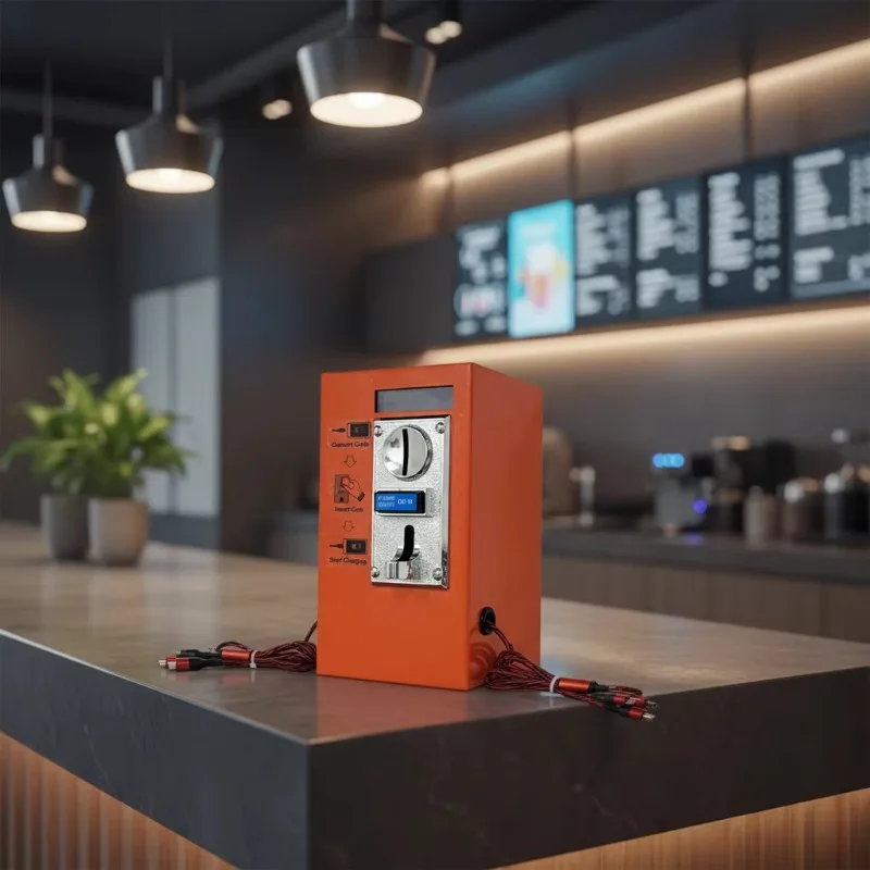 3-in-1 Coin-Operated Phone Charging Station with USB Cables for Restaurants