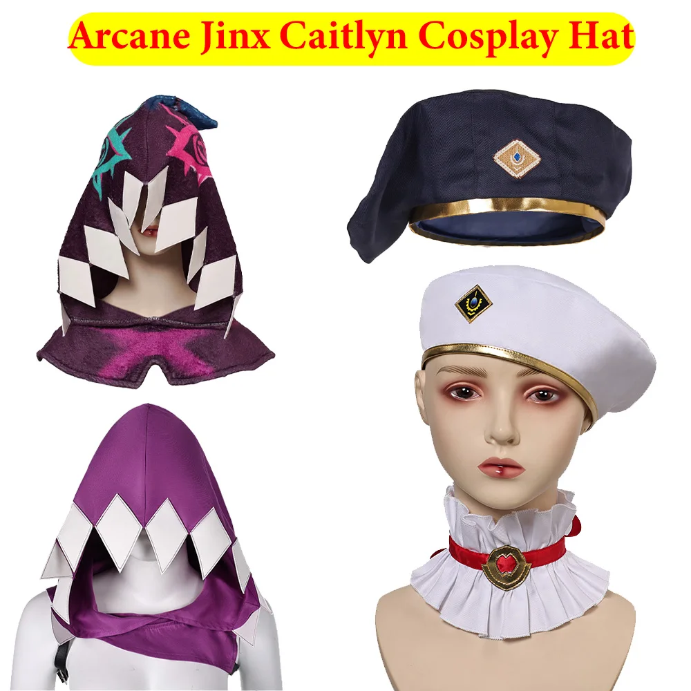 

Маскировка Jinx Caitlyn Arcane, шляпа для косплея, игровая кепка, головные уборы, женские головные уборы, наряды, карнавальная шляпа на Хэллоуин, аксессуары для костюмов
