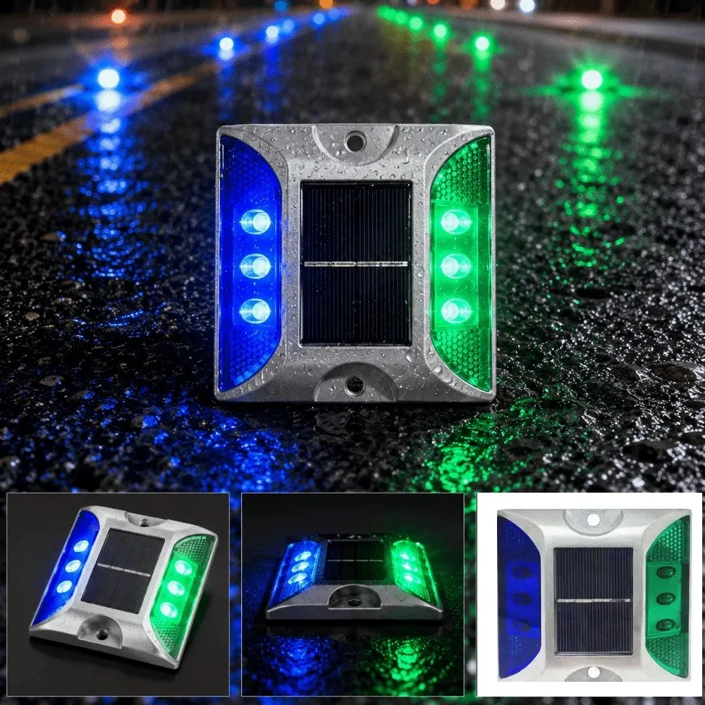Solar Powered Solar Road Stud Light Portable Durable LED Ground Light Double Side Square Shape Traffic Marker Light