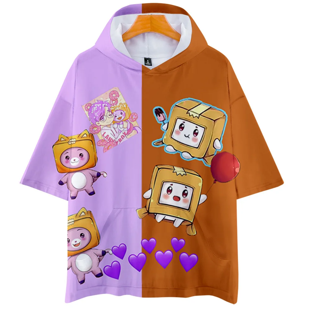 تي شيرت فضفاض مناسب بقلنسوة كاجوال Sle للرجال والنساء LankyBox Viral Internet Celebri Faion لربيع وصيف رقيق... #5