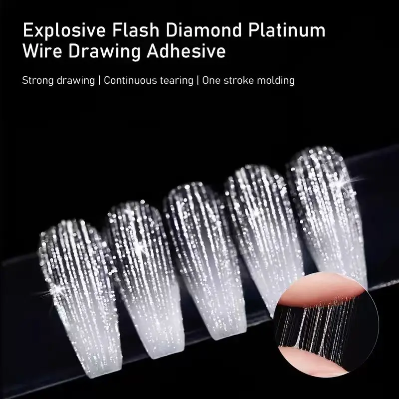 Multi Color Spider Glue Line Drawing Gel, Elastic Drawing Glue, Used for Nail Art Drawing Gel, Black White Silver Transparent