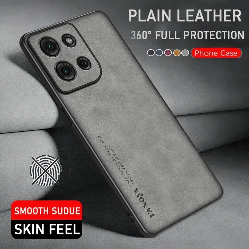 Hülle für Motorola Moto Edge 60 Fusion, luxuriöse Schaffell-Leder-Handyhülle für Moto Edge 60 Stylus 50 Fusion Edge 50 mattes Silikon – Detail 6