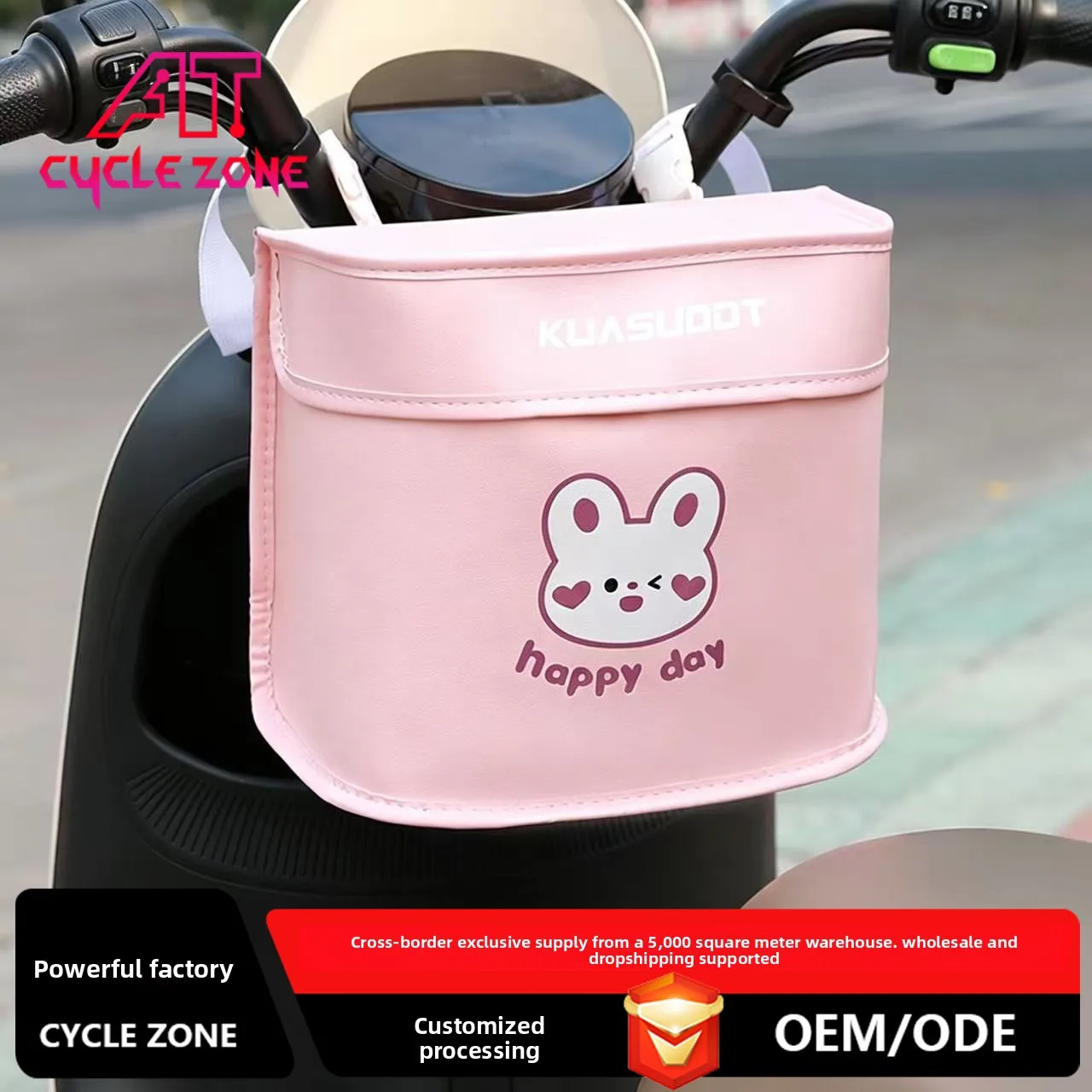 Cute Cartoon Hanging Storage Bag Large Capacity Universal Front Hanging Bag for Electric Scooter Daily Item Organizer