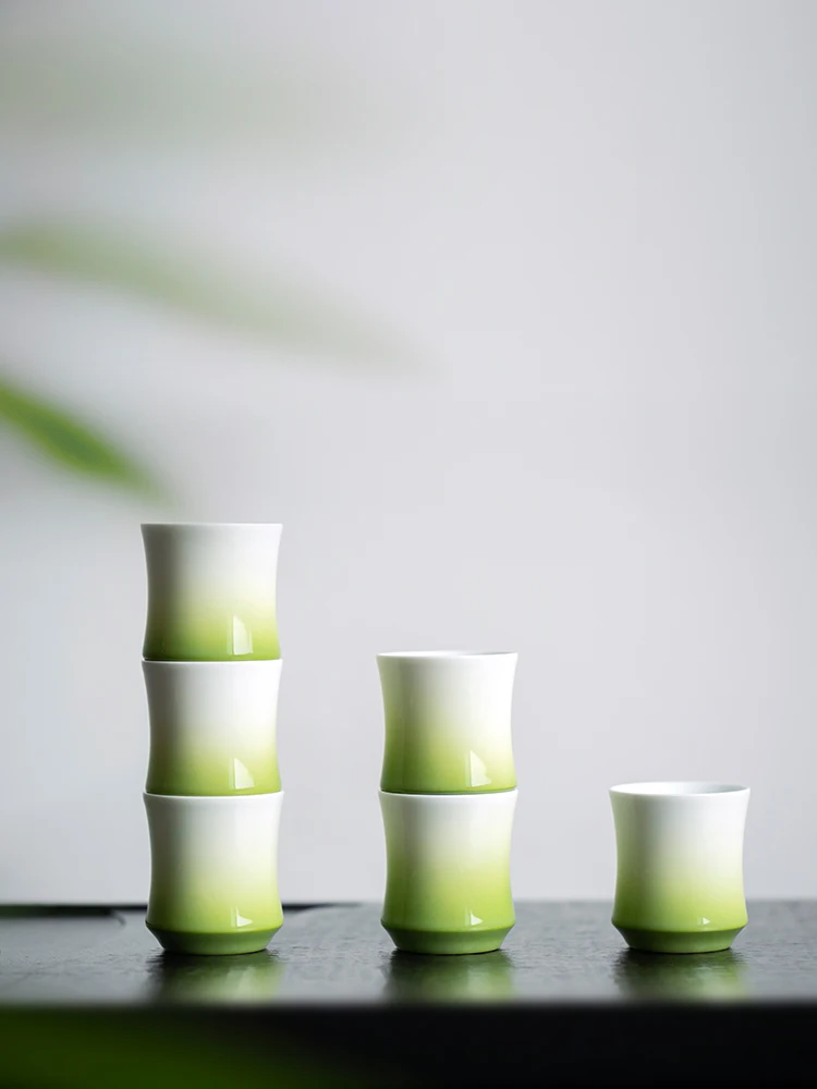 Handmade Ceramic Tea Cup Coffee Cup Bamboo Design Chinese Style Tea Set Wine Set High Aesthetic Value Traditional Craft Dinne...