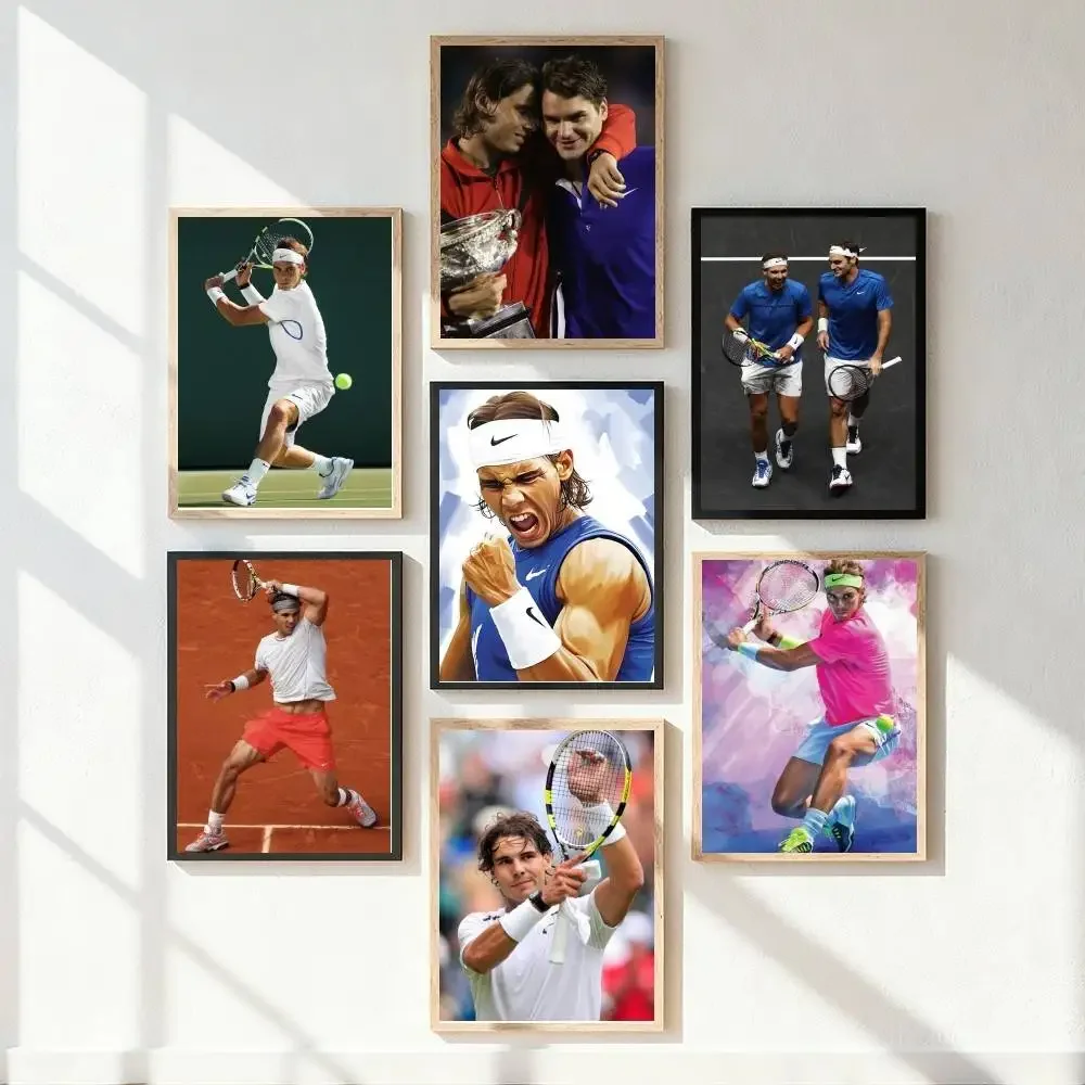 لاعبي التنس الشهير روجر فيدرر رافائيل نادال ملصق ذاتي اللصق الفن ورق مقاوم للماء ملصق المنزل بار غرفة جدار ديكور