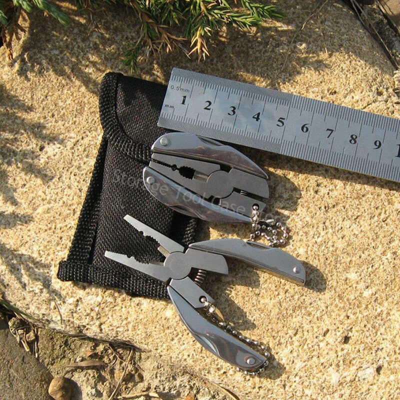 Portable Pocket Multi Tool Pliers Stainless Steel Mini Folding Plier Knife Multi-function Keychain Screwdriver Outdoor Multitool