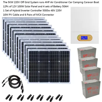 Zonnepaneel Kit Compleet 5000W 5KW 110v 220V Zonneplaat Batterijlader UPS MPPT Hybride omvormer Auto Camping Caravan Boot RV