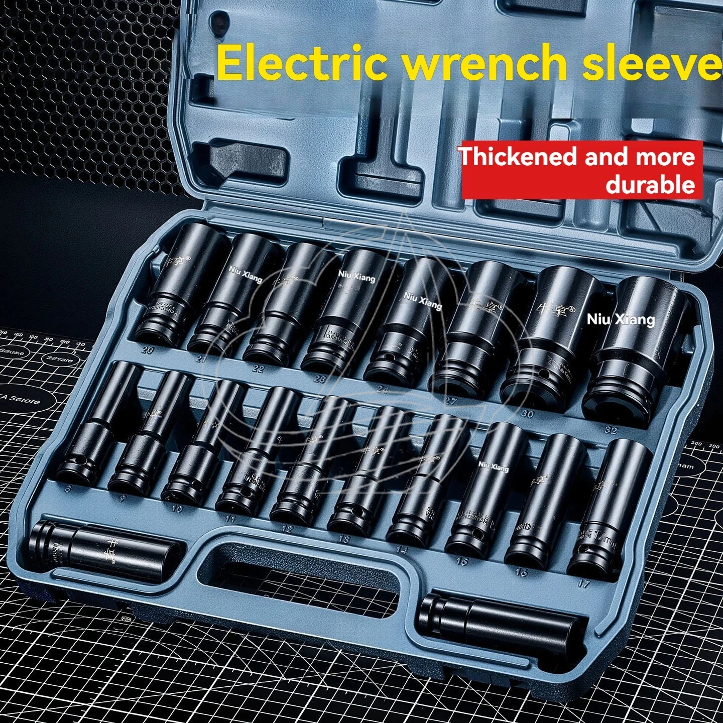 Cr-V Steel Thickened Impact Socket Set 8-32mm 10-20 Pcs Heavy Duty Socket Kit With Storage Case