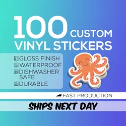 Custom Stickers Vinyl 100pcs 3-10cm With Text Logo Image Paper Waterproof Personalised Round Rectangle Die Cut Square For Phone