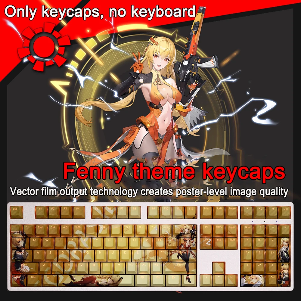 108 Keys Keycap Snowbreak: Containment Zone Keycap PBT Dye Subbed Cherry Backlit Keycaps Anime Key Caps For ANSI 61 87 108 Layou