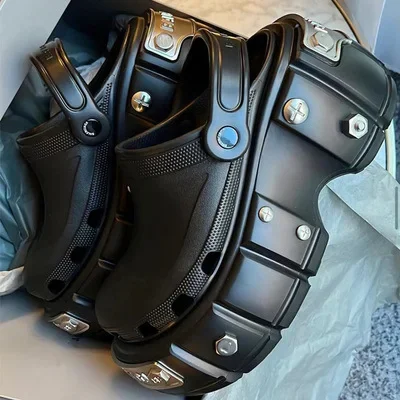 Sandalias de fondo grueso con remaches de Metal Unisex, zapatos de zuecos INS Paris Is My Home, zapatillas con cubierta para la cabeza, calzado cómodo de Material EVA