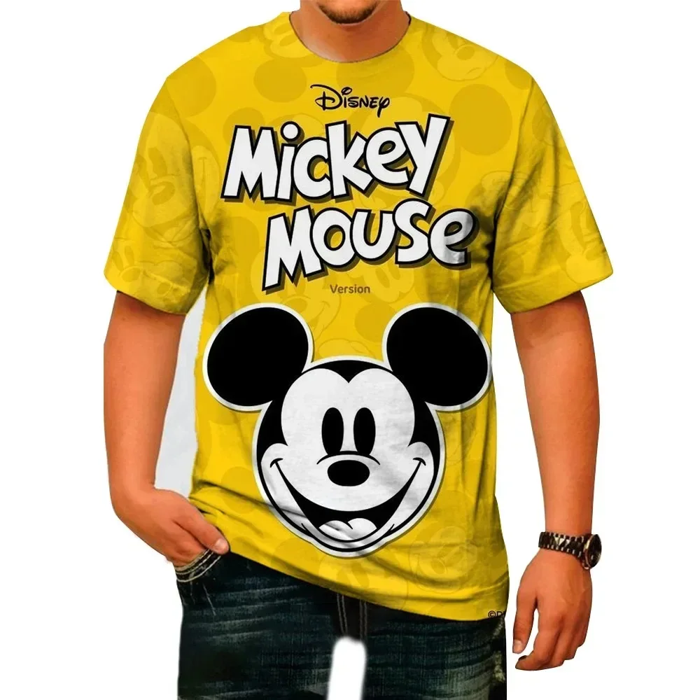 

2025 мужские и женские модные футболки с 3D принтом Disney с Микки Маусом и буквами, быстросохнущие футболки с героями мультфильмов, летние удобные топы