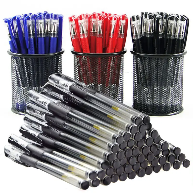 

100pcs/200pcs Neutral pen bullet black red blue 0.5mm water-based pen learning stationery office signature pen