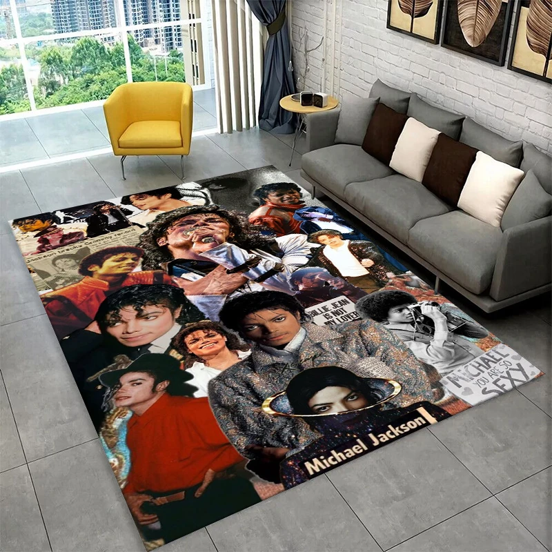 Retro MJ Michael Jackson King of Pop Non-Slip Area Rug for Living Room,Bedroom,Playroom,Carpet Floor Mat Home Decor Rug Kid Room
