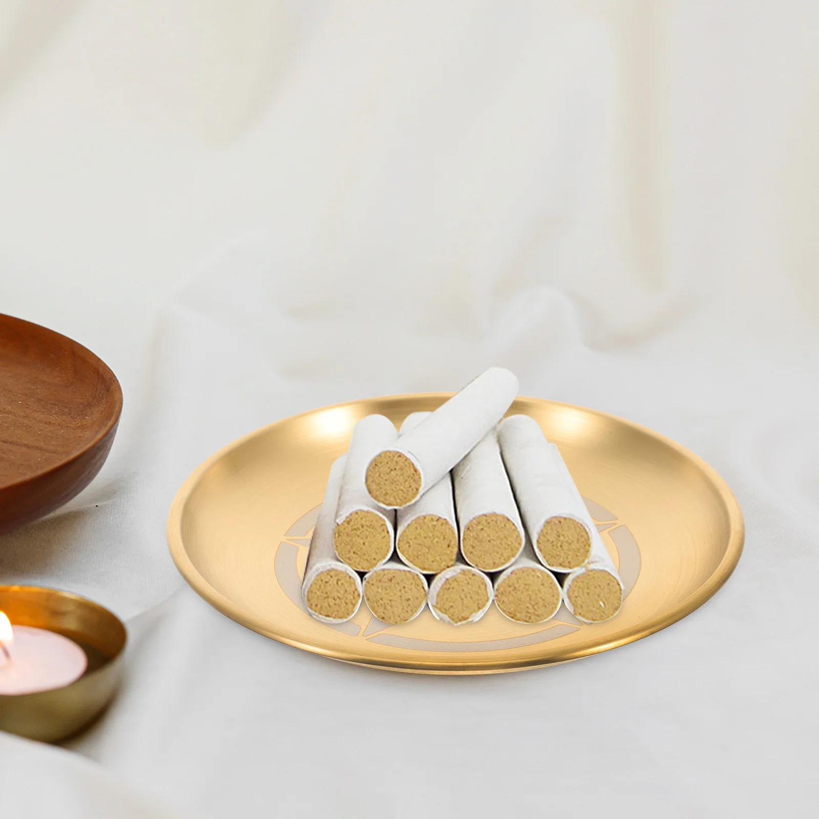 

Pentagram Altar Plate Stainless Steel Round Ritual Tray Decorative Metal Storage Tray For Home Religious Ceremony