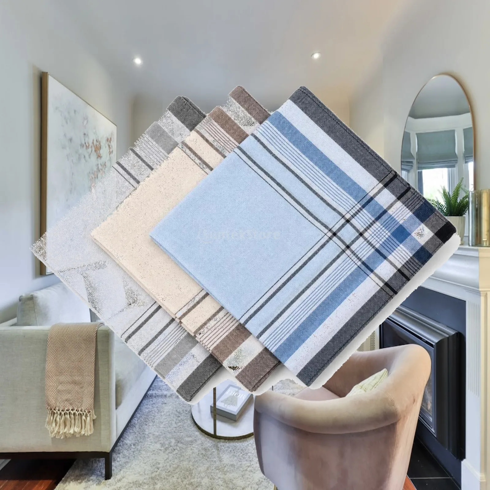 3 Pieces Plaid Handkerchiefs Checked Cotton Handkerchiefs Hankies Breathable Pocket Squares Foldable for Men, Daily Use, Travel