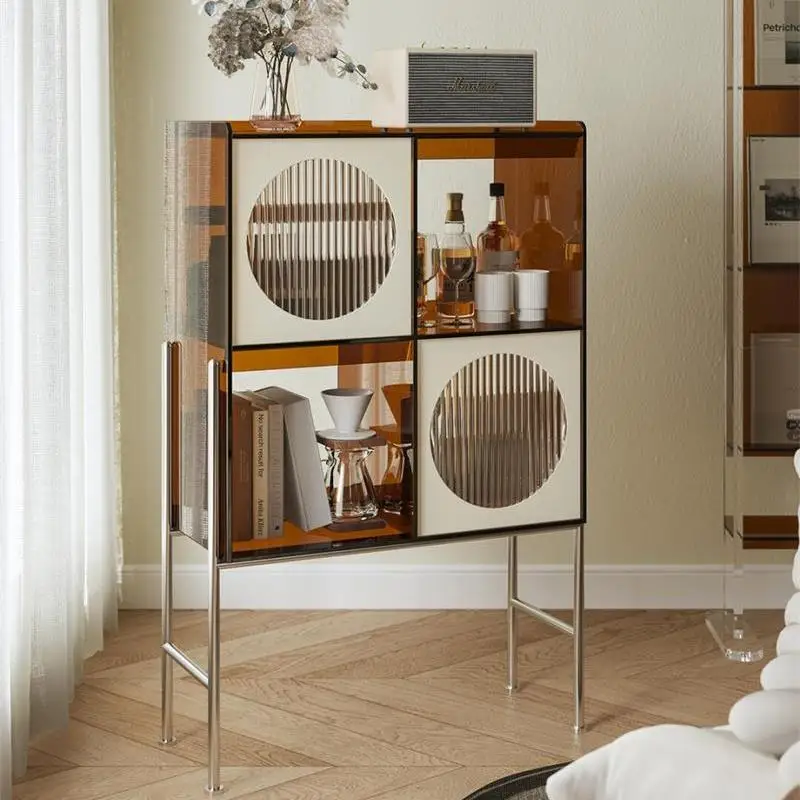 

Acrylic dining side cabinet, bookcase, storage shelf, living room floor sofa side cabinet, advanced medieval entrance cabinet
