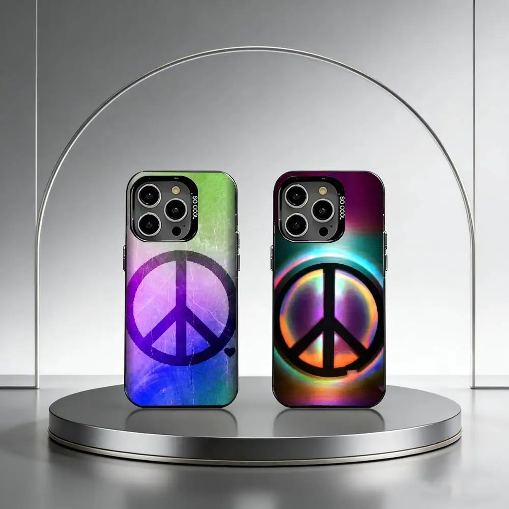 

P-Peace S-Sign Phone Case For iPhone 17,16,15,14,13,12,11 Plus,Pro Max,XS,Colorful Silver Phone case Funda Cover