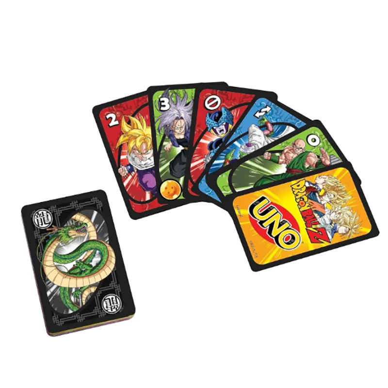 Mattel Games UNO Dragon Ball Z Card Game for Family Night Featuring Tv Show Themed Graphics and a Special Rule for 2-10 Players