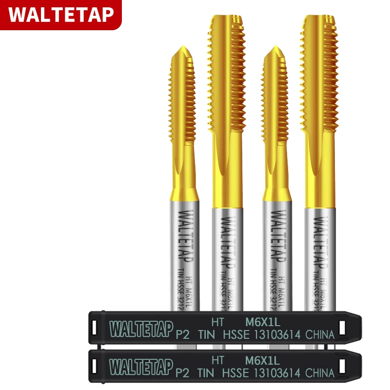 WALTETAP HSSE-M35 JIS Standard TIN Coating  Left Hand Straight Fluted Hand Tap M2 M3 M4 M5 M6 - M12 Machine Screw Thread Taps