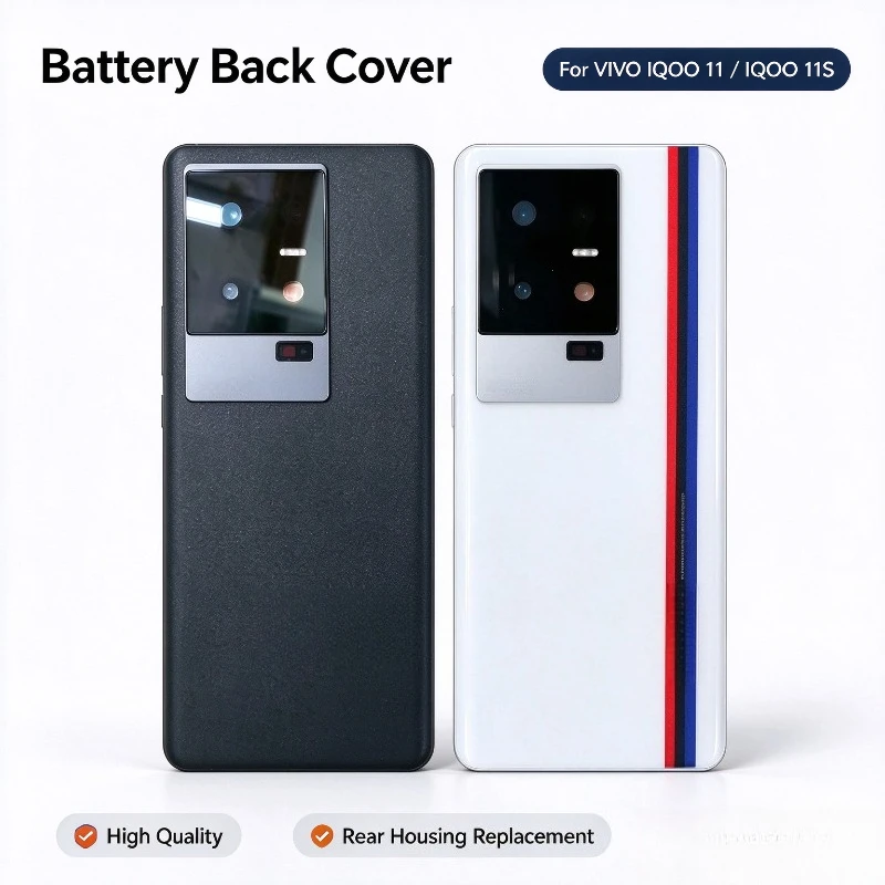 Battery Back Cover For VIVO IQOO 11 / IQOO 11S, Rear Housing Camera Frame Glass Lens With Adhesive Replacement Repair Parts