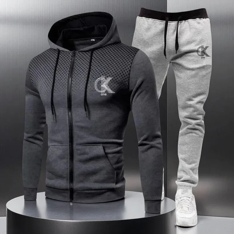 Men's Set Hoodies and Sweatpants Outdoor Casual Wear Fleece Sports Jogging Pullover Suit Male Gym Designer Clothes Men Tracksuit view 3