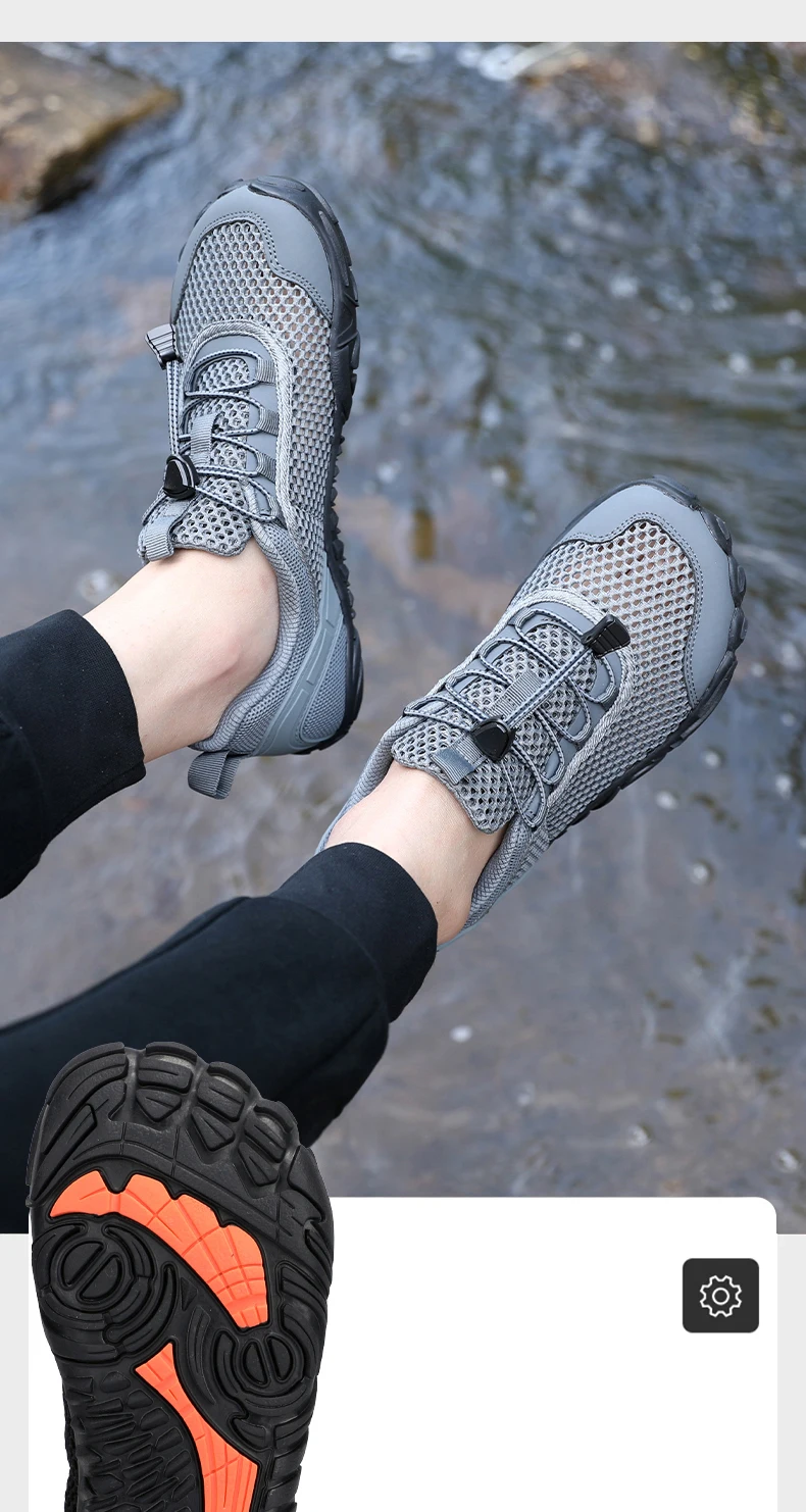 Sommerliche Flusslauf-Schuhe, atmungsaktive, lässige Sportschuhe aus Mesh für Herren, ausgehöhlte Mesh-Outdoor-Bergsteiger- und Wanderschuhe – Detail 4