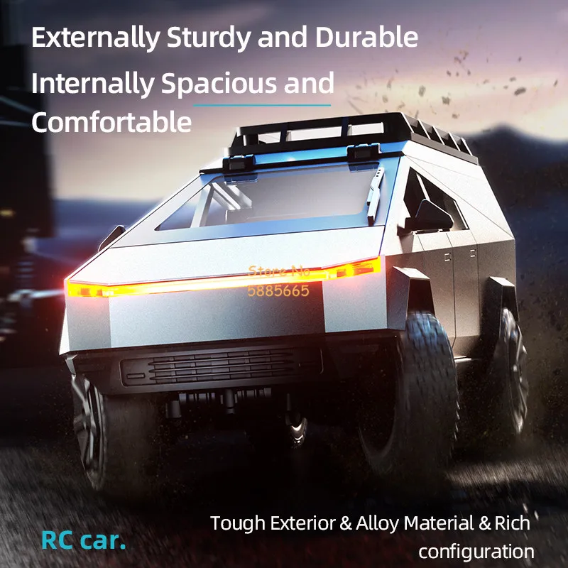 1:20 Alloy Future Concept Electric Remote Control Car with Motorcycle Camping Equipment 2.4G LED Lighting Open Door RC Car Truck