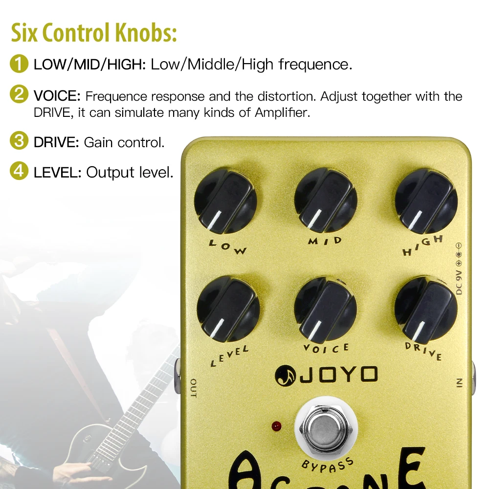 JOYO JF-13 AC TONE Overdrive Guitar Pedal Simulate from AC-30 Tube Amplifier Classic British Rock Sound for Guitarist
