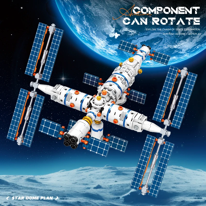 Stazione spaziale Building Blocks Architettura cittadina Mattoni Razzo aerospaziale Giocattoli Bambini Regali di compleanno di Natale per bambini Ragazzi Gir