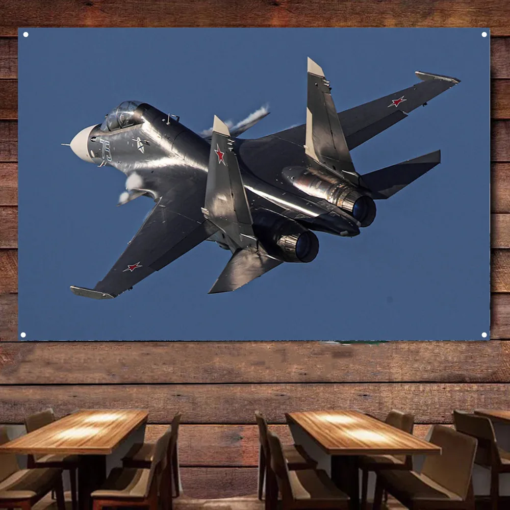 

Su-34 Fighter Jet Airplane Flag Hanging Banners Russian Air Force Military Art Poster Wall Art Tapestry Home Decor Painting
