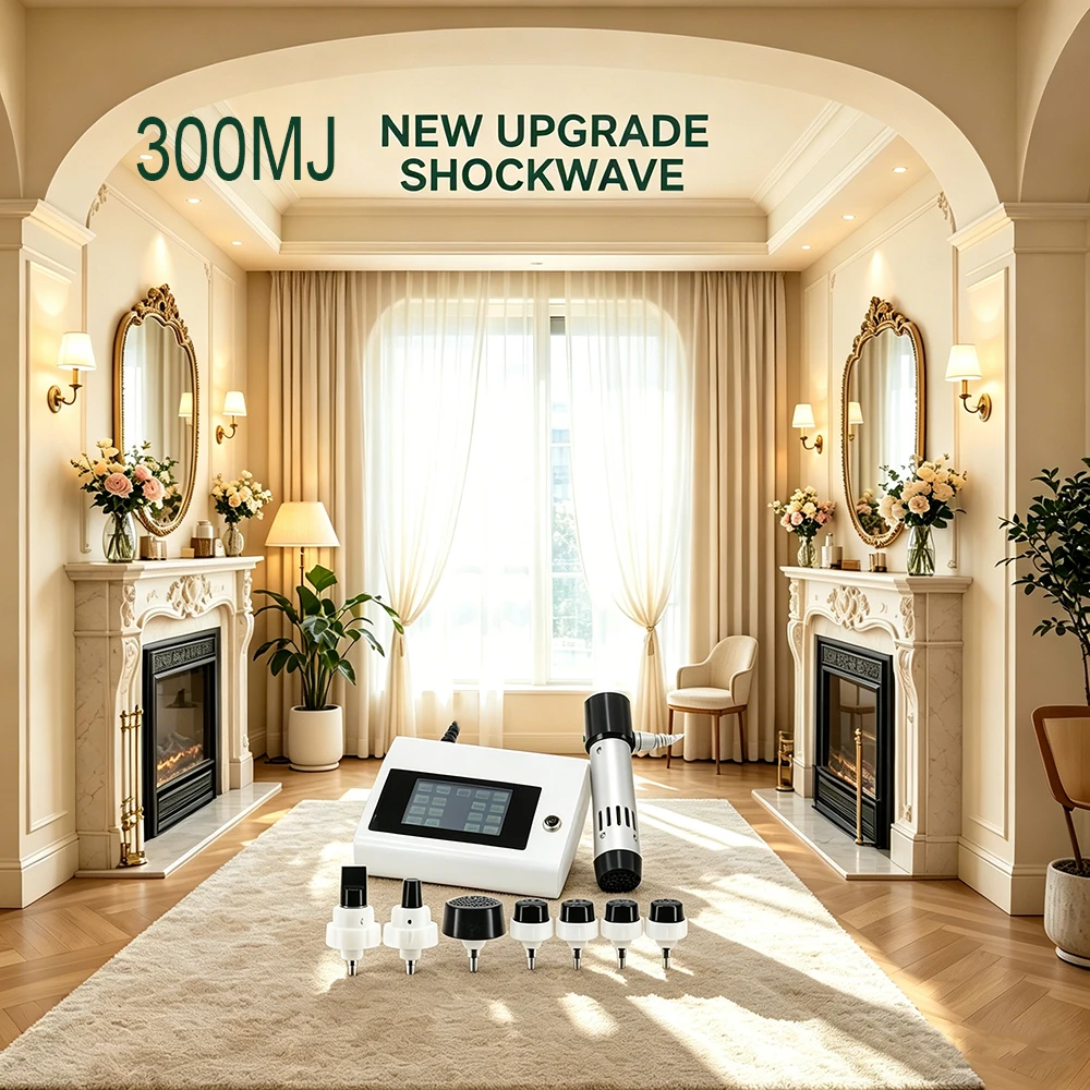 Portable Shockwave Therapy Machine 7 Heads Relieve Shoulder Back Pain Massager 300MJ Shock Wave For Erectile Dysfunction