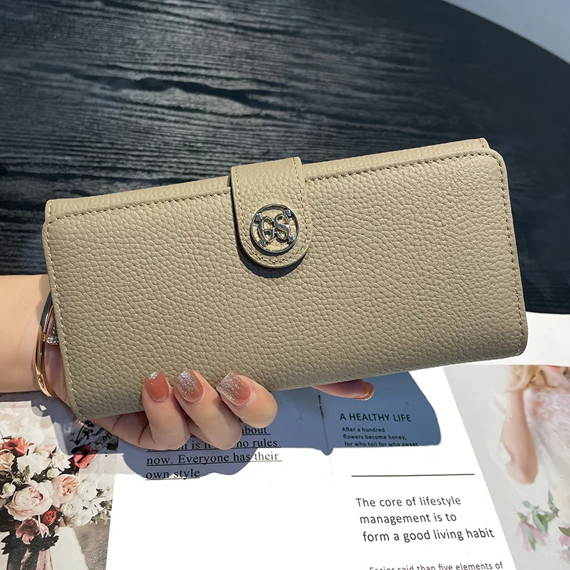 Women Genuine Cowhide Leather Long Wallet Large Capacity Fashion Phone Card Holder Real Leather Purse