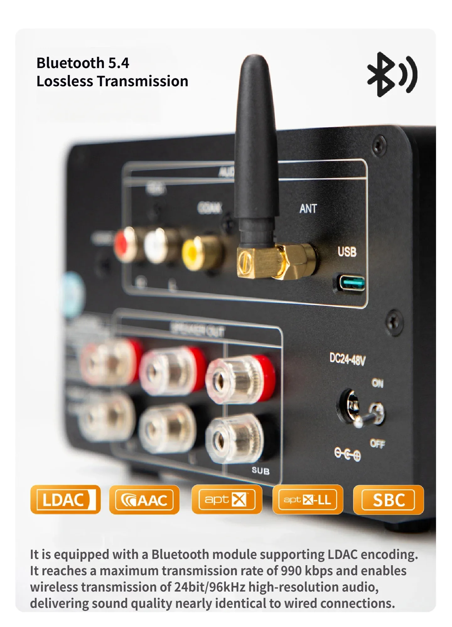 YJCO Dual TPA3255 Digitaler Leistungsverstärker 2.1-Kanal HiFi-Decoder-Verstärker Bluetooth 5.4 LDAC Audio-Empfänger 300W×2+600W Subwoofer – Detail 5