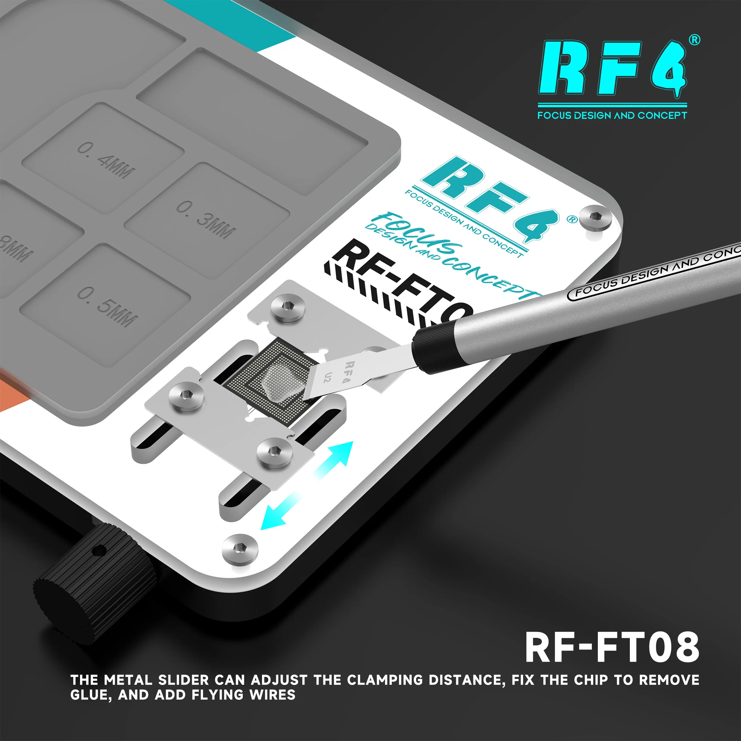 RF4 RF-FT08 المغناطيسي بغا إصلاح الرقصة ل اللوحة الأم التخفيف رقاقة إزالة الصمغ وزراعة القصدير أداة لقط قابل للتعديل #3