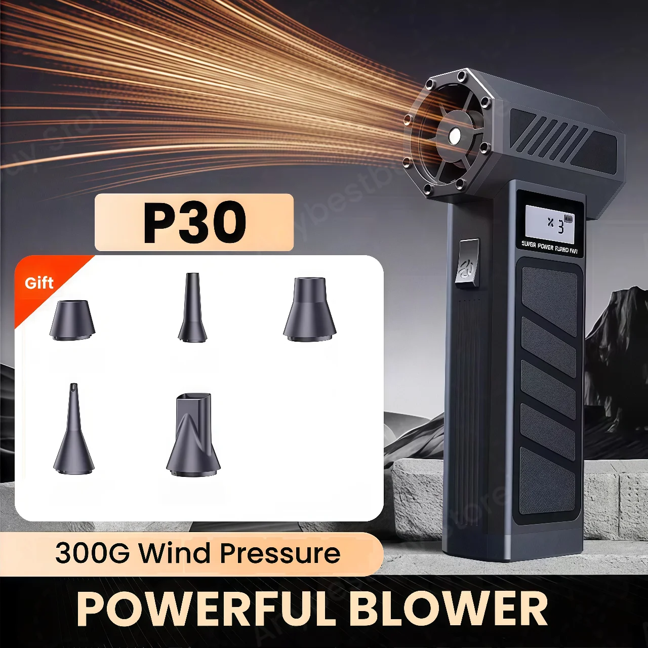 

New P30 Dust Blower 130000RPM Powerful Air Vacuum Blower Strong Blowing Force 300G Brushless Turbo Jet Blower With LED Lighting