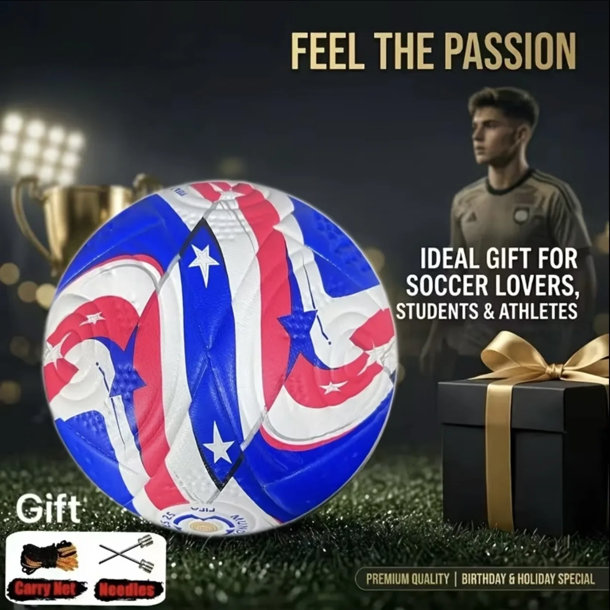 No.5 Thermal Bonding Football PU Leather Wear-Resistant Non-Slip for Adult Outdoor Training And Competitions