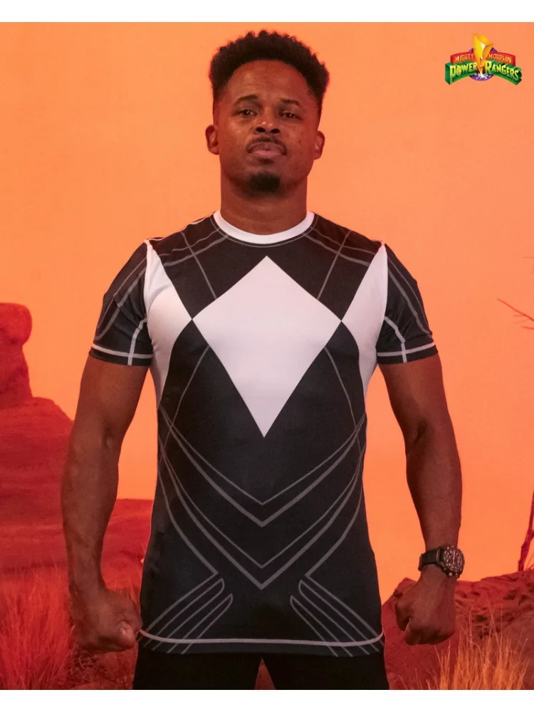 Neues Power Rangers Black Warrior MMA Sport-T-Shirt für Herren, Übergroßes Atmungsaktives Schweißabsorbierendes Sportoberteil für Fitnesstraining – Detail 3