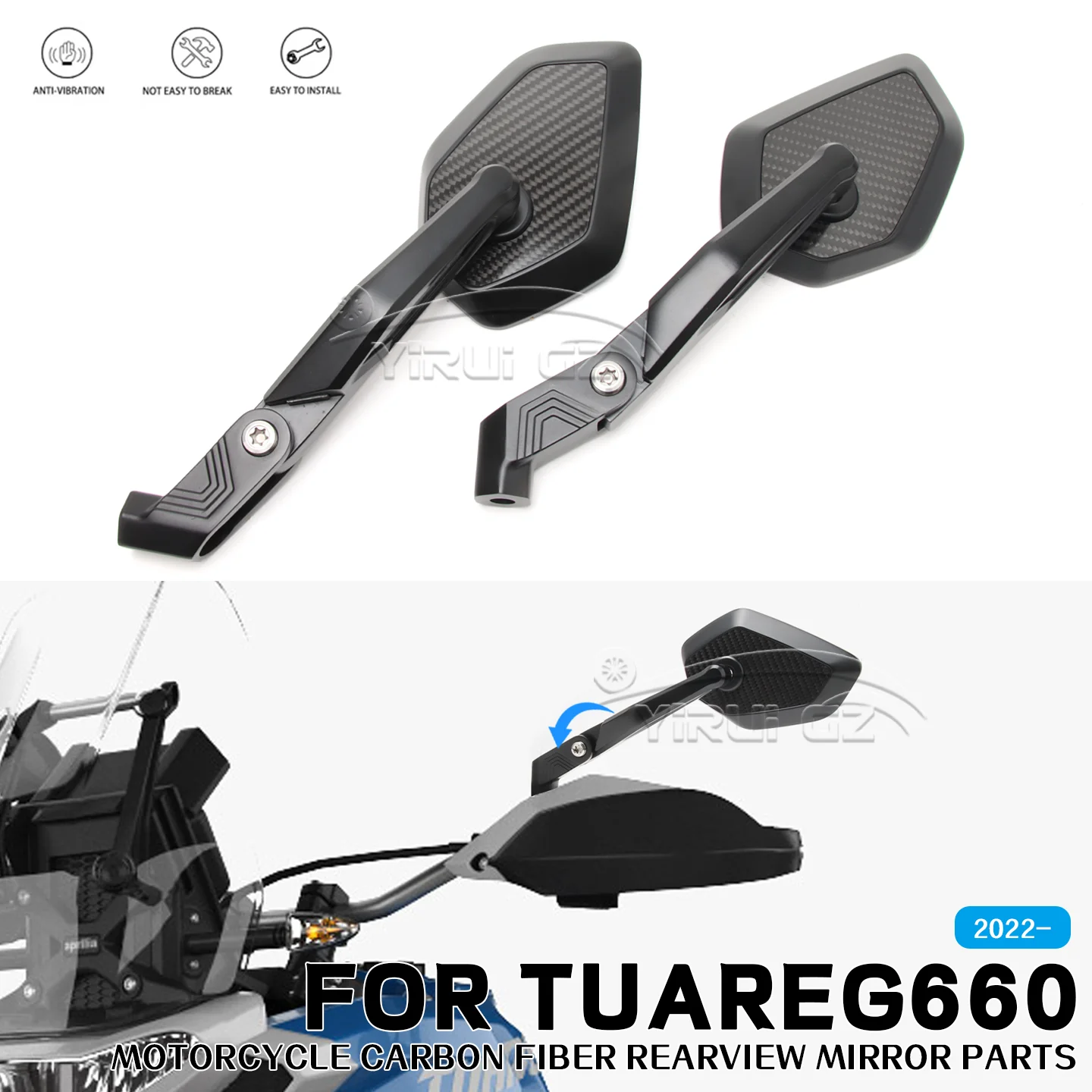 

Motorcycle rearview mirror Blue light anti-glare mirror Foldable mirror rod Rearview Side Mirror FOR APRILIA Tuareg660 660 2022-
