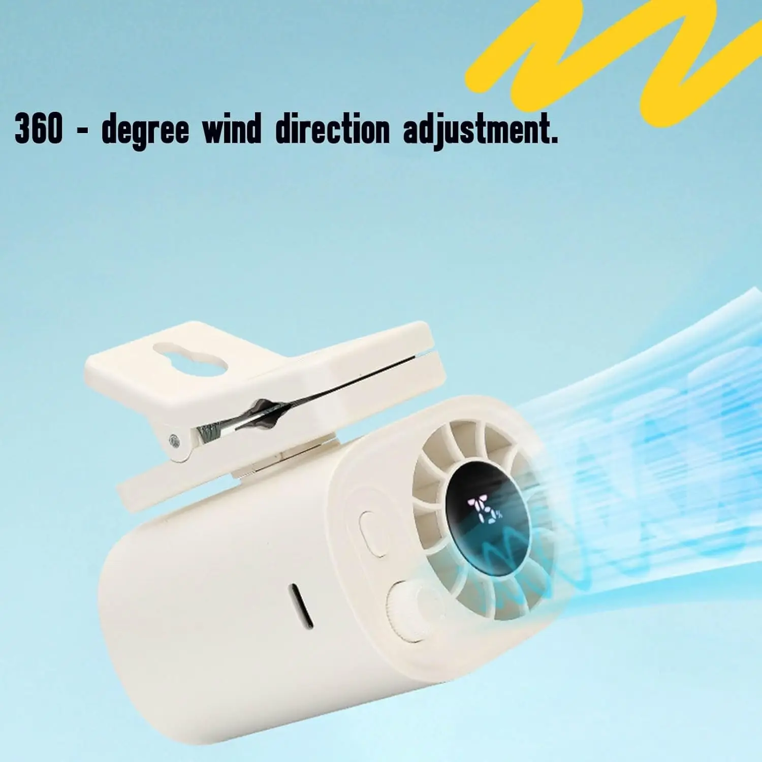 

Hot Clip-On Fan LCD Display, Rechargeable USB Fan 360° Rotation Outdoor Clip Umbrella Fan Waist Electric Fan Car Cooling fan