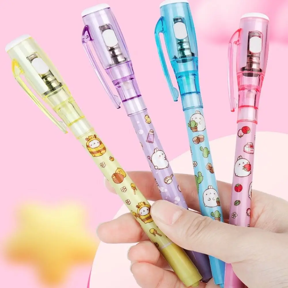 Mysteriously Disappearing Invisible Pen With Refills Led UV Lamp Gel Pen Cute Invisible Marker Double Head With Small Light