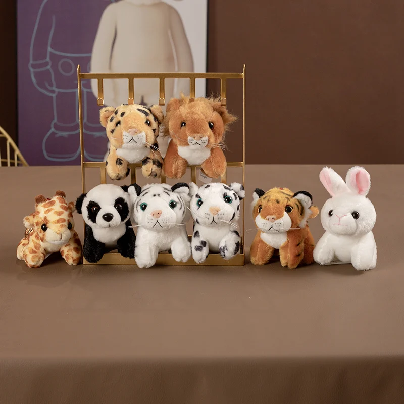 10 سنتيمتر الكرتون النمر ليوبارد الغزلان أفخم سلاسل المفاتيح Kawaii الباندا دمية محشوة قلادة حقيبة ظهره سيارة ديكور المنزل أفخم Keyrings