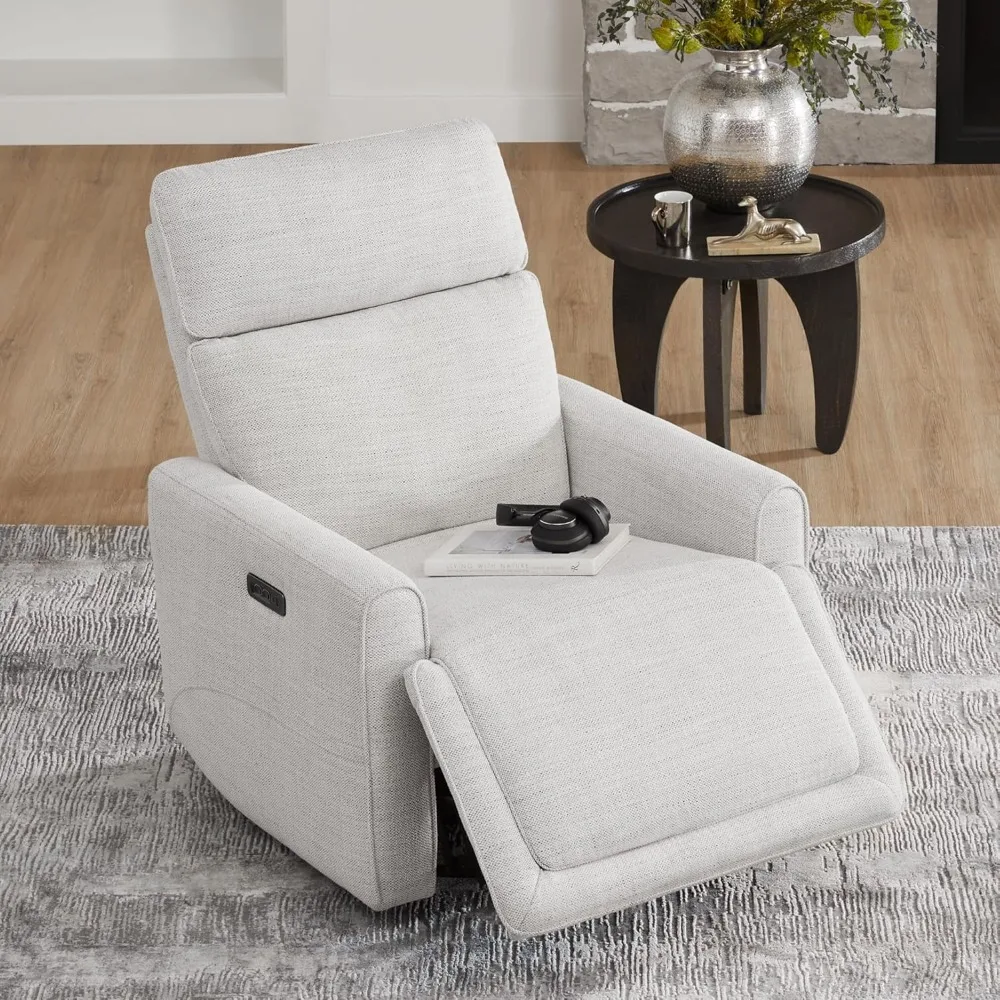 Electronic Power Recliner Chair Swivel Glider, FSC Certified Modern Nursery Rocking Chair with USB and Type-C Ports