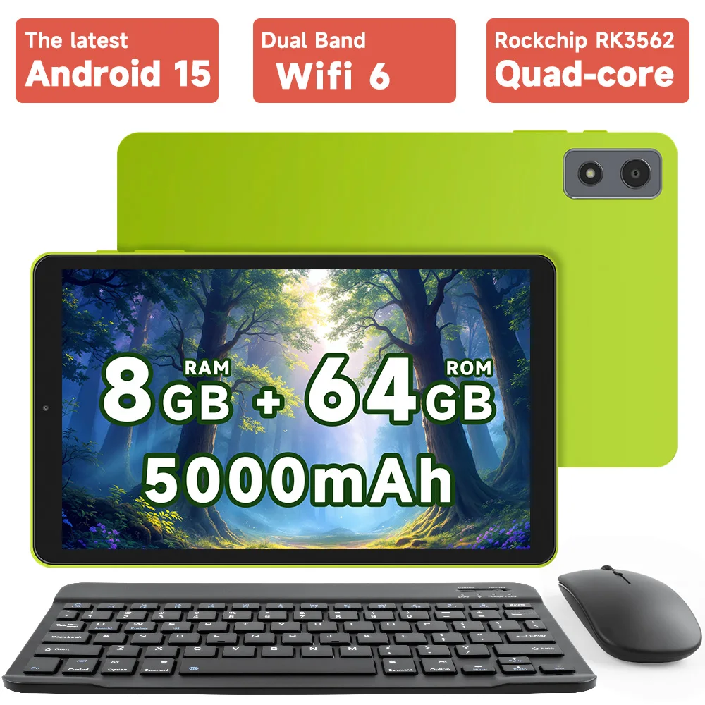 8.7  Inch Tablet Android 15 with 8GB 64GB 1TB Expand Quad-core, 2MP+5MP Dual Camera, 5000mAh, GMS, WiFi 6