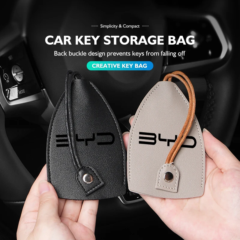 Car Keychain Case Zipper Carbon Fiber Key Protector Cover For BYD S6 S8 E5 E6 G6 L3 S7 G7 Tang Song Qing Yuan Han Max - view 2