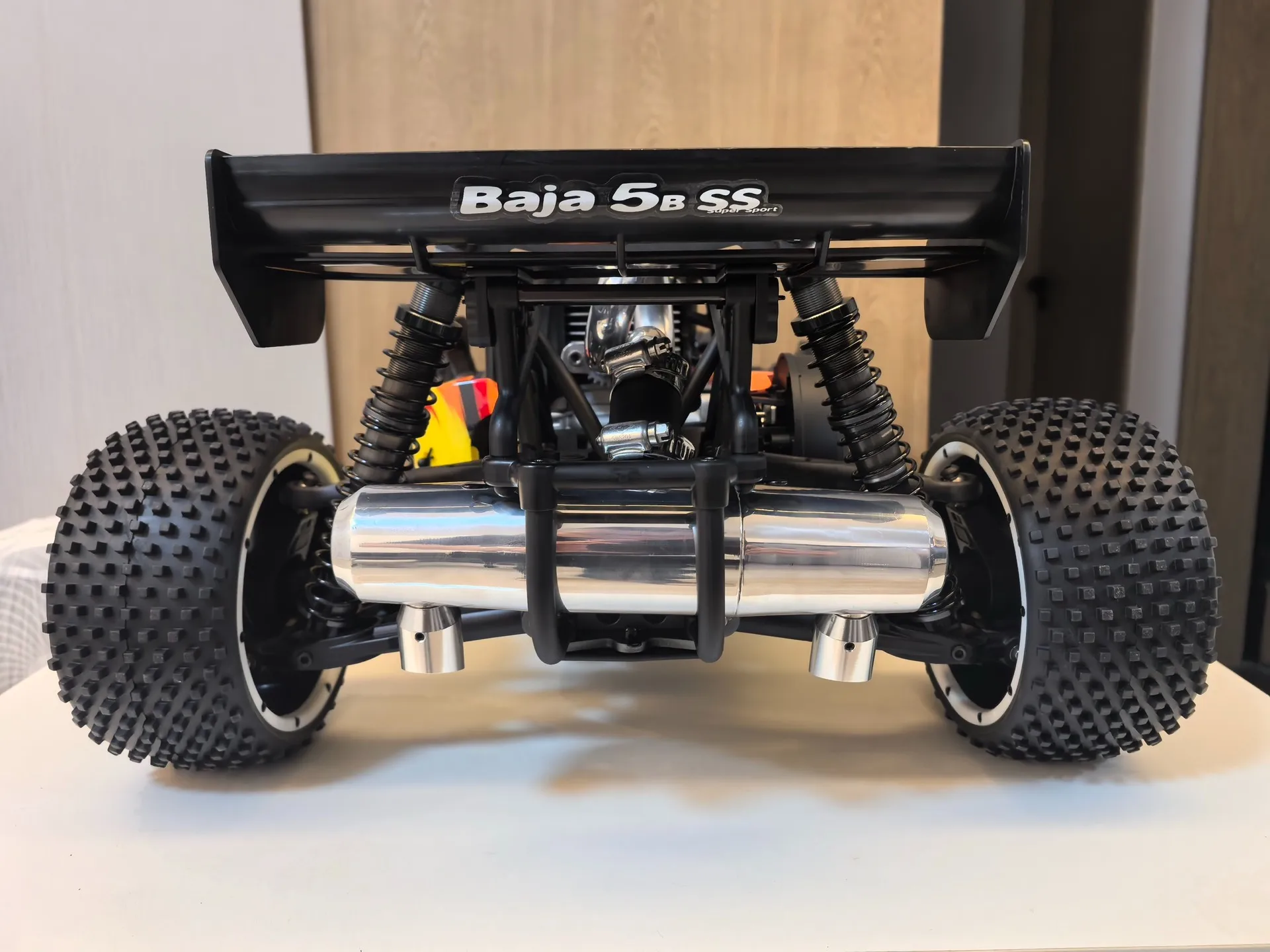 Fastrax genuíno HPI BAHA 5B 5T 5sc tubo de escape de veículo off-road tubo de escape duplo com camada de isolamento acústico embutida