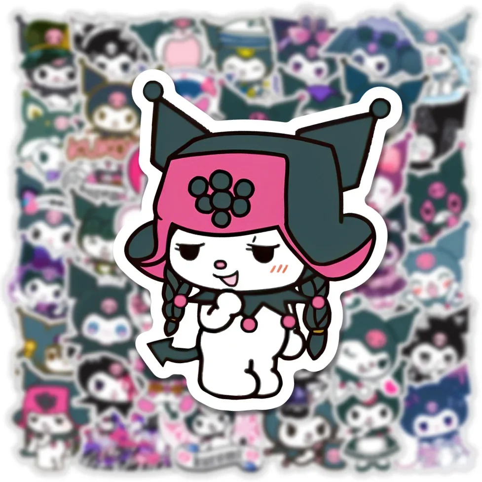 50pcs New Cartoon Anime Kuromi Graffiti Sticker Notebook Electric Vehicle Scooter Decorative Waterproof Sticker