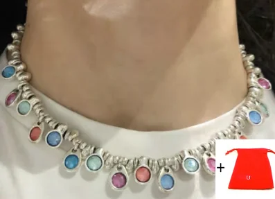2021 New Stainless Steel Alloy Silver Color Bead Necklace Can Be Given As A Gift To Women with Free Wholesale Bag