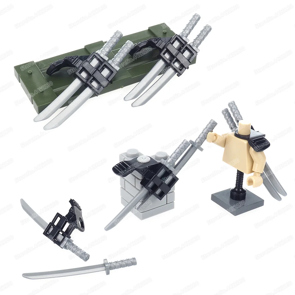 Blade Warrior Double Tool Holder Equipment Building Block Moc Figures Magic  Knife Weapons Model Assembled Child Gift Toys